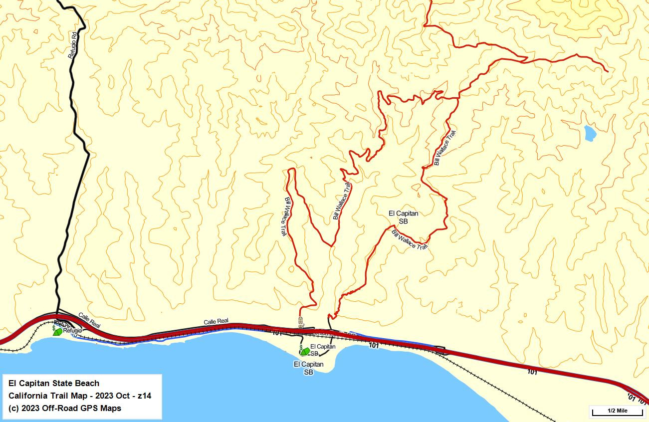 El Capitan Sb - California Trail Map throughout El Capitan State Beach Camping Map
