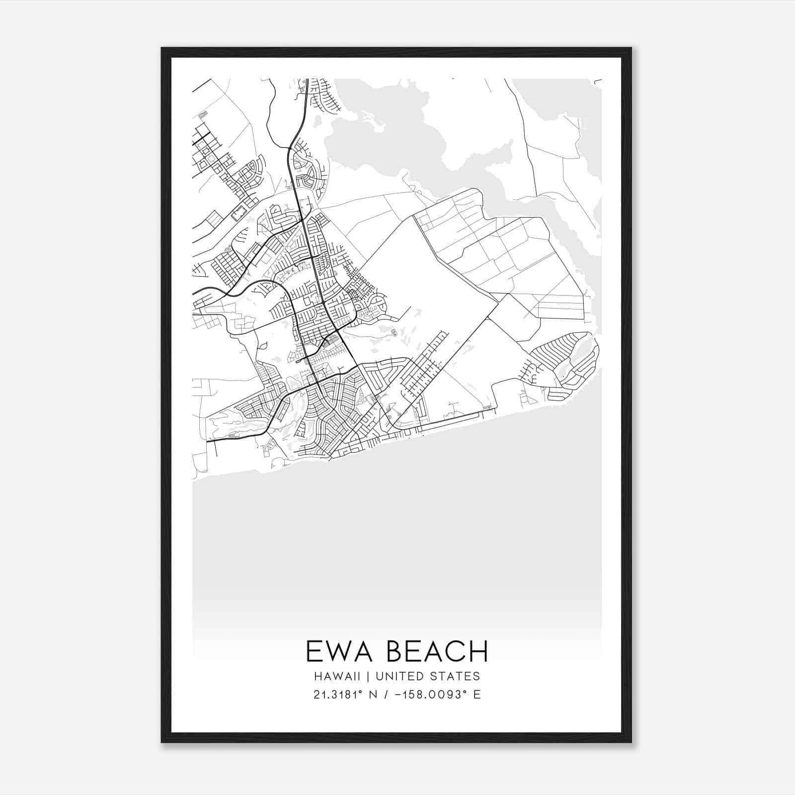 Ewa Beach Hawaii Map Poster, Modern Home Decor Wall Art Print - Custom Maps &amp;amp; Posters inside Map of Ewa Beach Hawaii