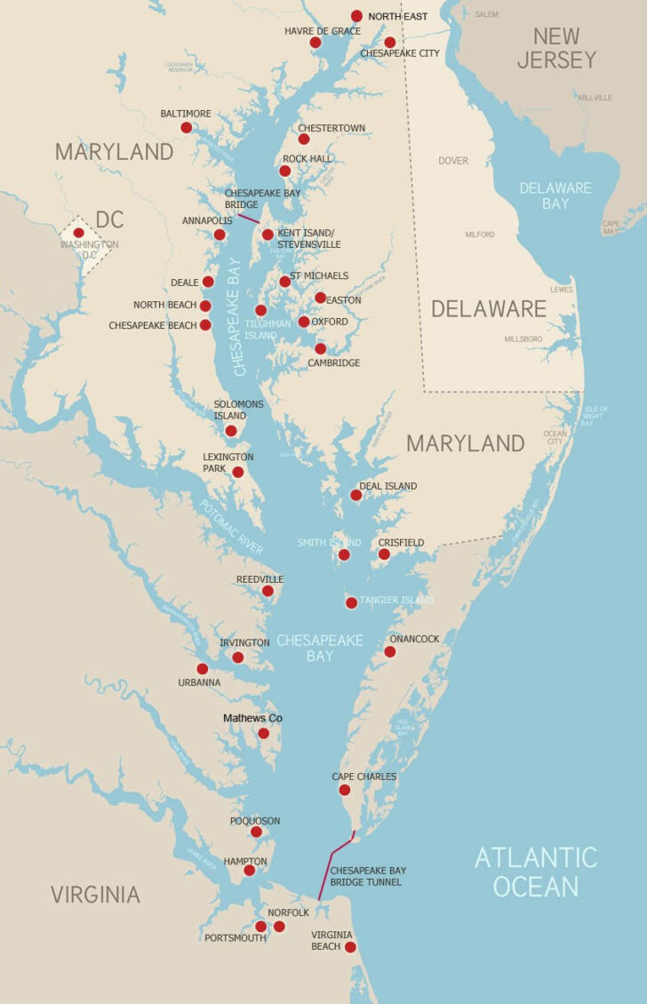 Map of Beaches in Maryland