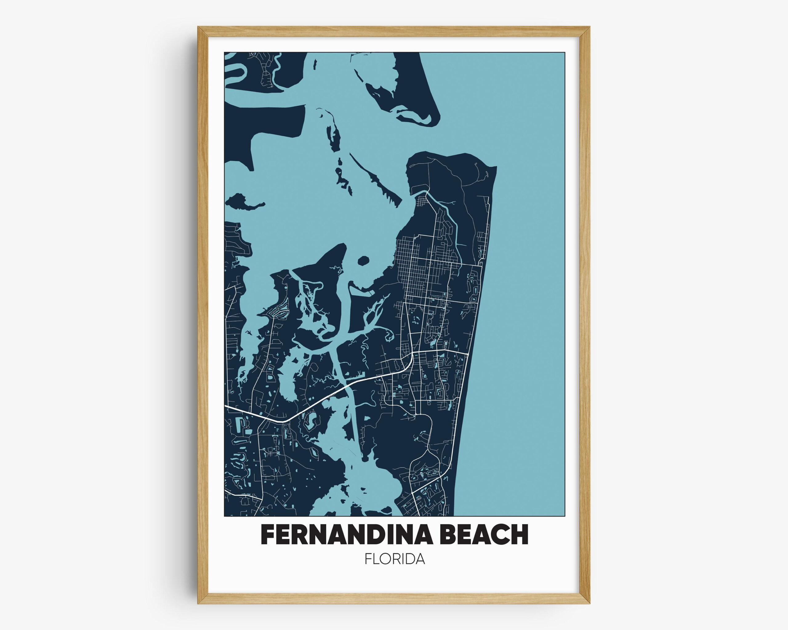 Fernandina Beach Map Print, Florida Wall Art, Fernandina Beach Fl in Map of Fernandina Beach Fl