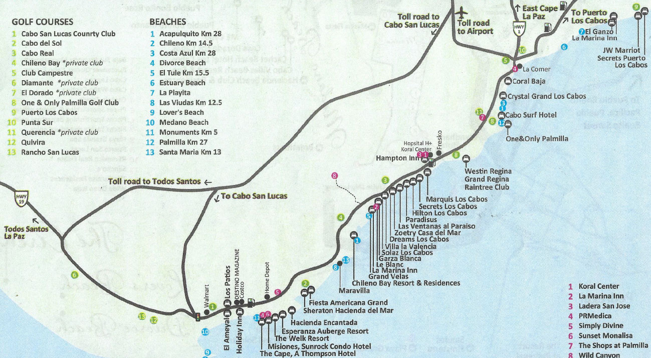 Figure Out Where To Go With Our Cabo San Lucas Map | Cabo Platinum for Map of Resorts on Medano Beach Cabo