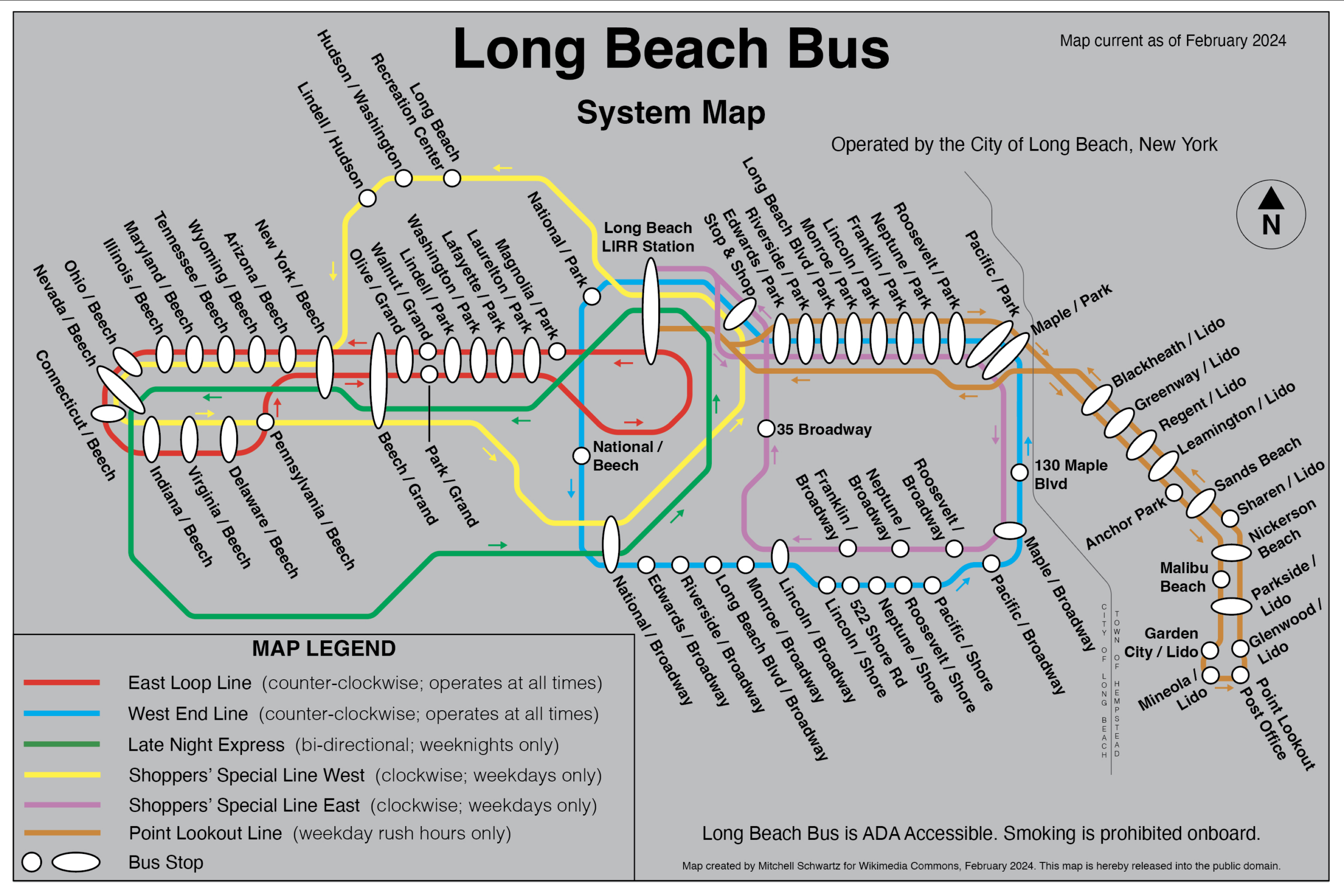 File:long Beach Bus Map February 2024 For Commons, Long Beach, Ny throughout Long Beach Transit Schedule Map