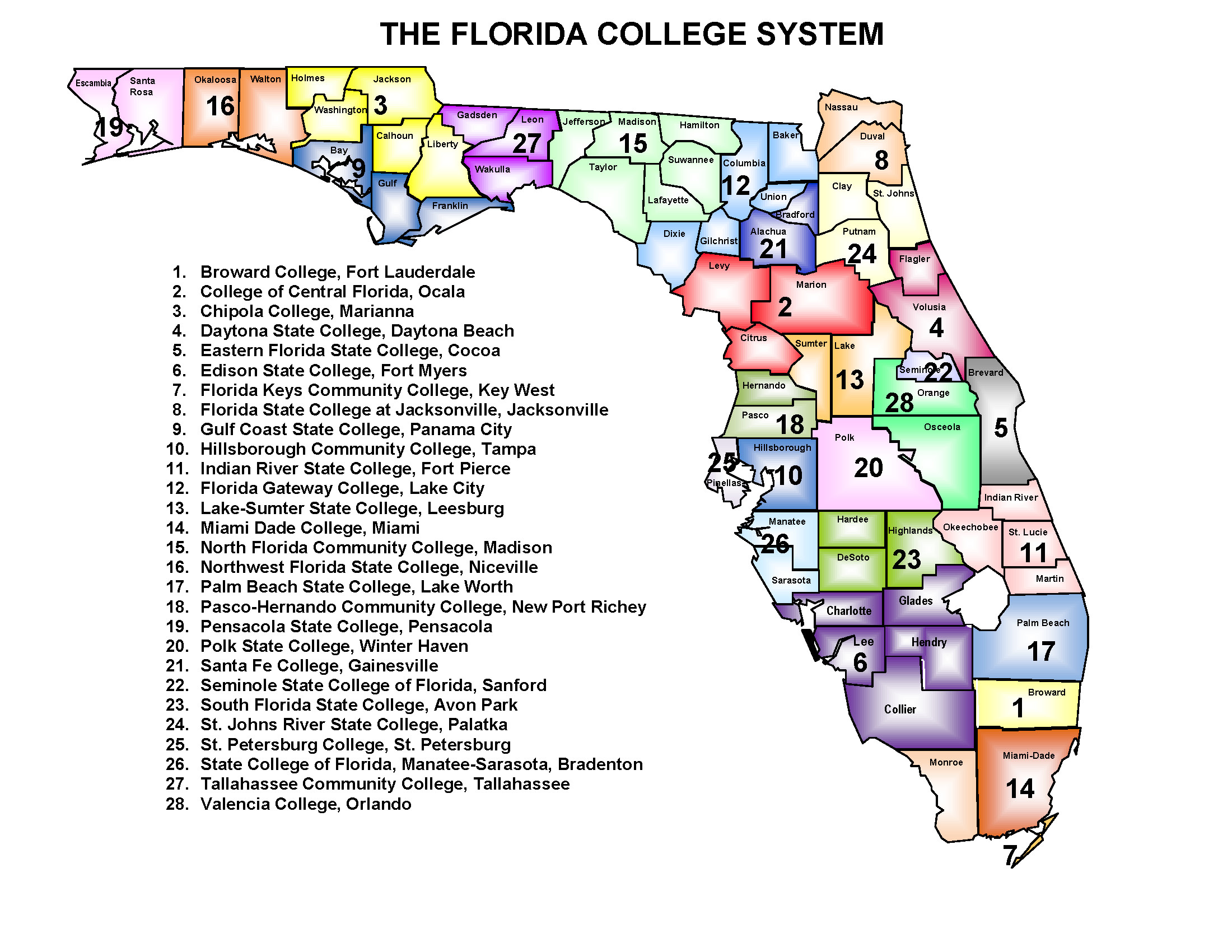 File:map Of The Florida College System - Wikimedia Commons inside Palm Beach State College Lake Worth Map