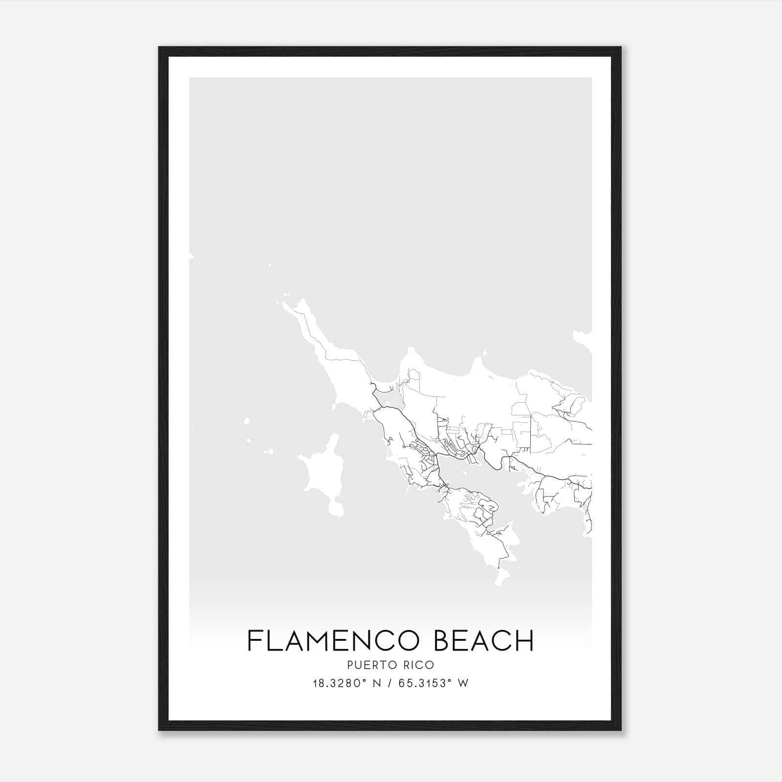 Flamenco Beach Puerto Rico Map Poster, Flamenco Beach City Road Wall Art Print - Custom Maps &amp;amp; Posters in Map of Flamenco Beach Puerto Rico