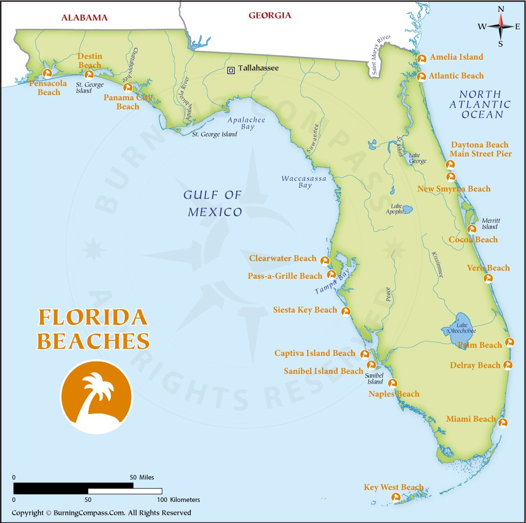 Florida Beach Map, Florida Beaches Map, Map Of Florida Beaches pertaining to Map of Gulf Beaches in Florida