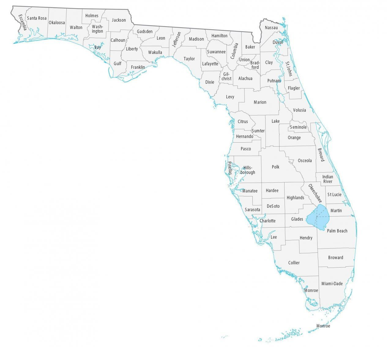 Florida County Map - Gis Geography intended for County Map Of Florida East Coast