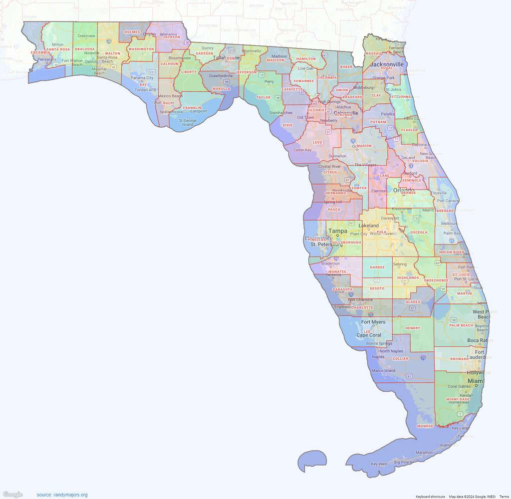 Florida County Map – Shown On Google Maps within Google Map Of Florida West Coast