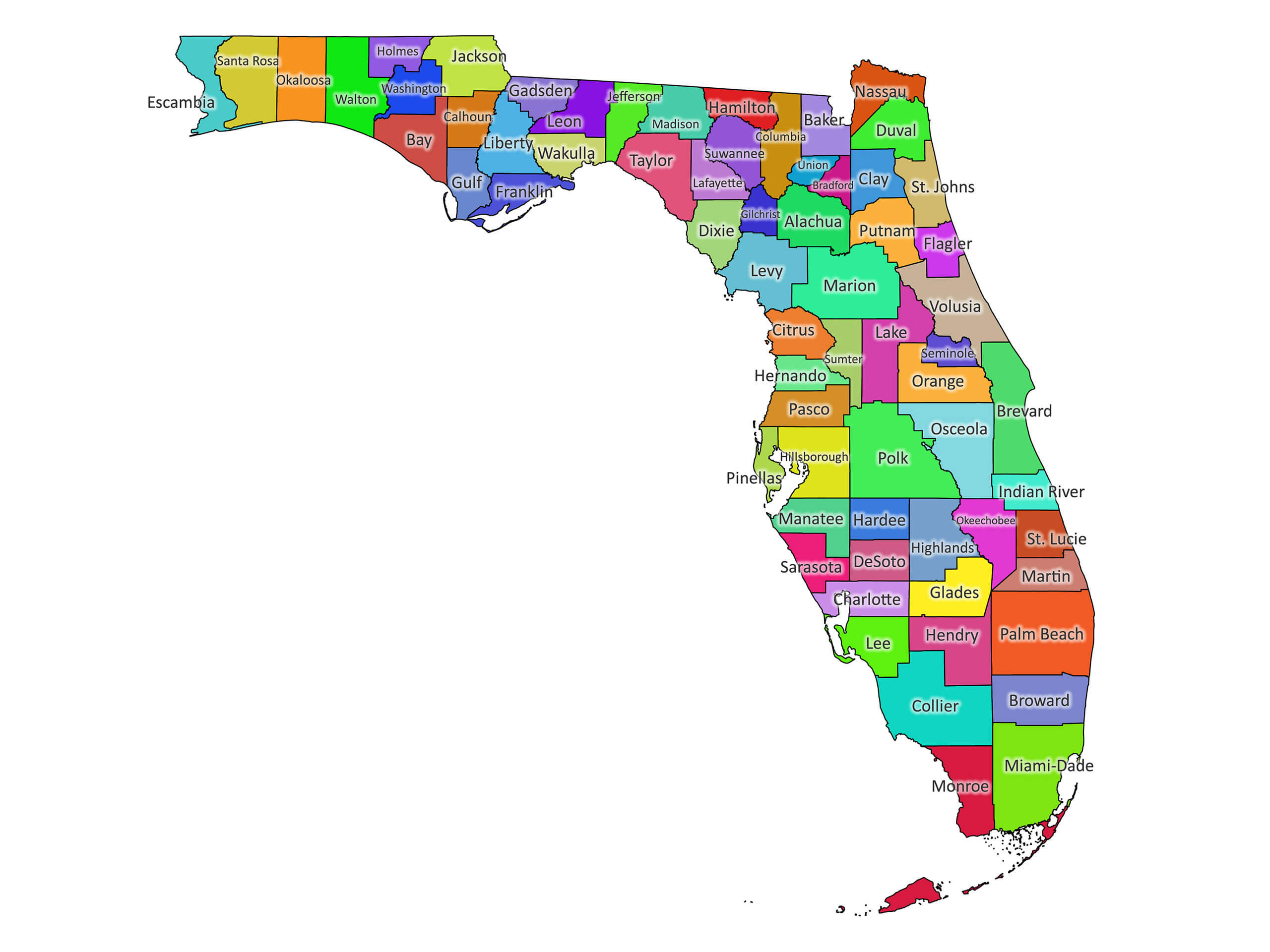Florida Labeled Map | Labeled Maps throughout Printable Map Of Florida East Coast