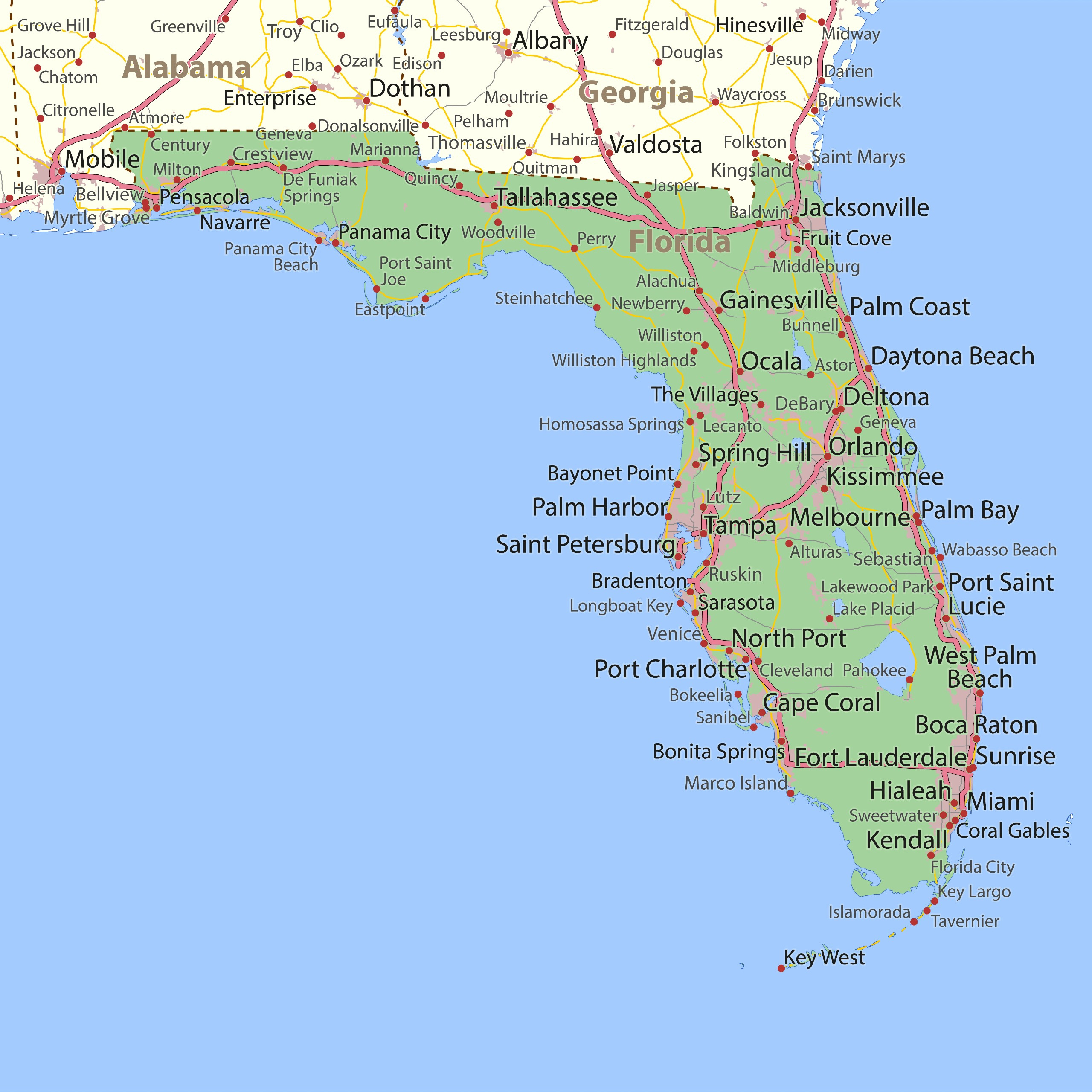 Florida Map With Cities | Mappr regarding City Map Of Florida Gulf Coast