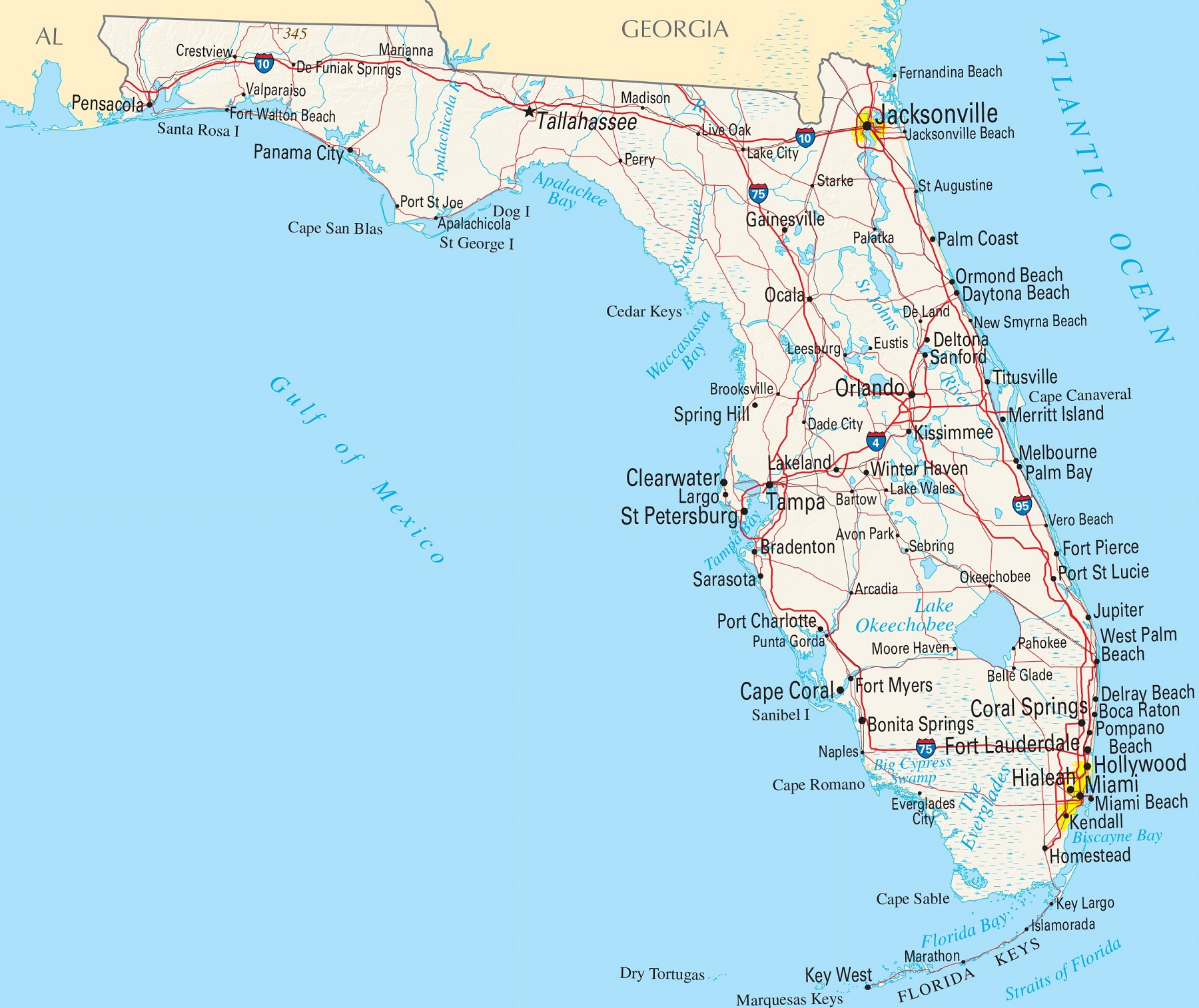 Florida Maps - Whiteclouds in West Coast of Florida Map