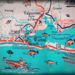 Florida Panhandle Fort Walton Beach Destin Retro Beach Map Print Throughout Map Of The Florida Panhandle Beaches
