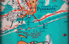 Florida Panhandle Pensacola Beach Retro Map Print Funky Vintage Turquoise  Photo Warrington Us Coast Guard - Etsy.de in Map Of Pensacola Beach Fl