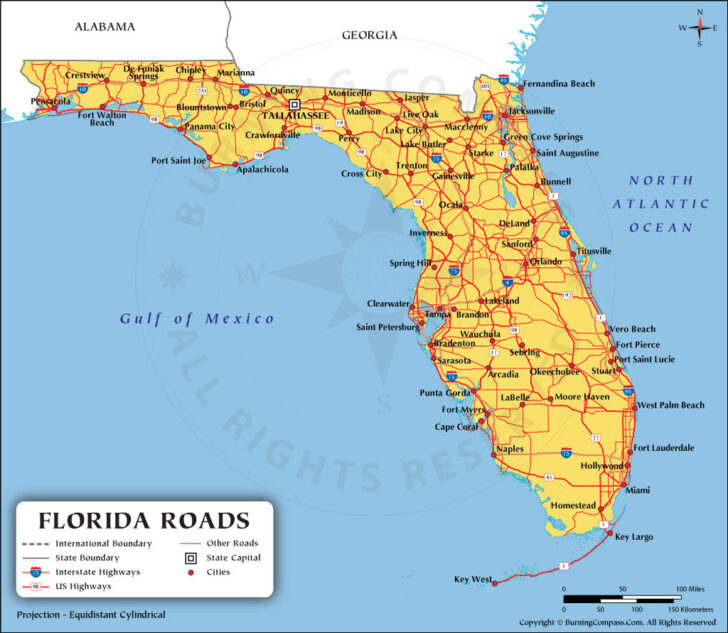 Road Map of Gulf Coast of Florida