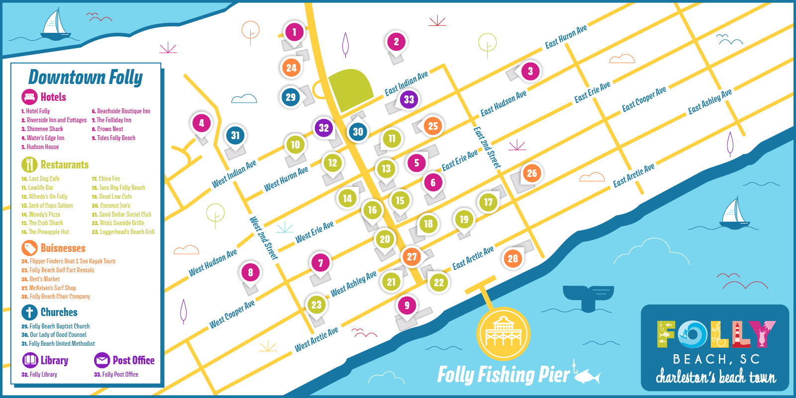 Folly Map And Visitor&amp;#039;S Guide | Visit Folly Beach, Sc pertaining to Map of Folly Beach Sc