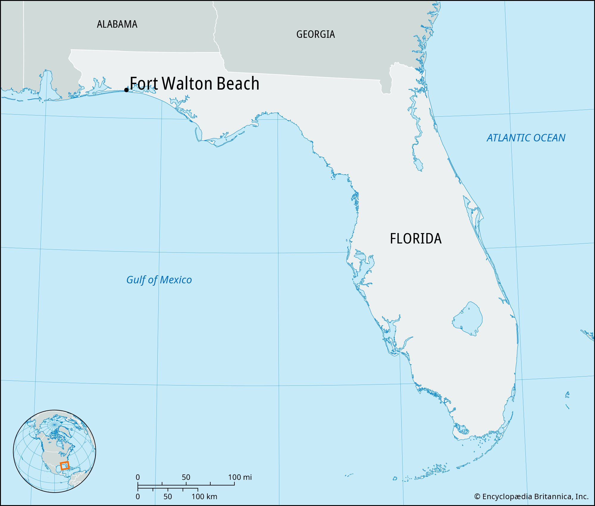 Fort Walton Beach | History, Attractions, &amp;amp; Facts | Britannica inside Fort Walton Beach Map Florida