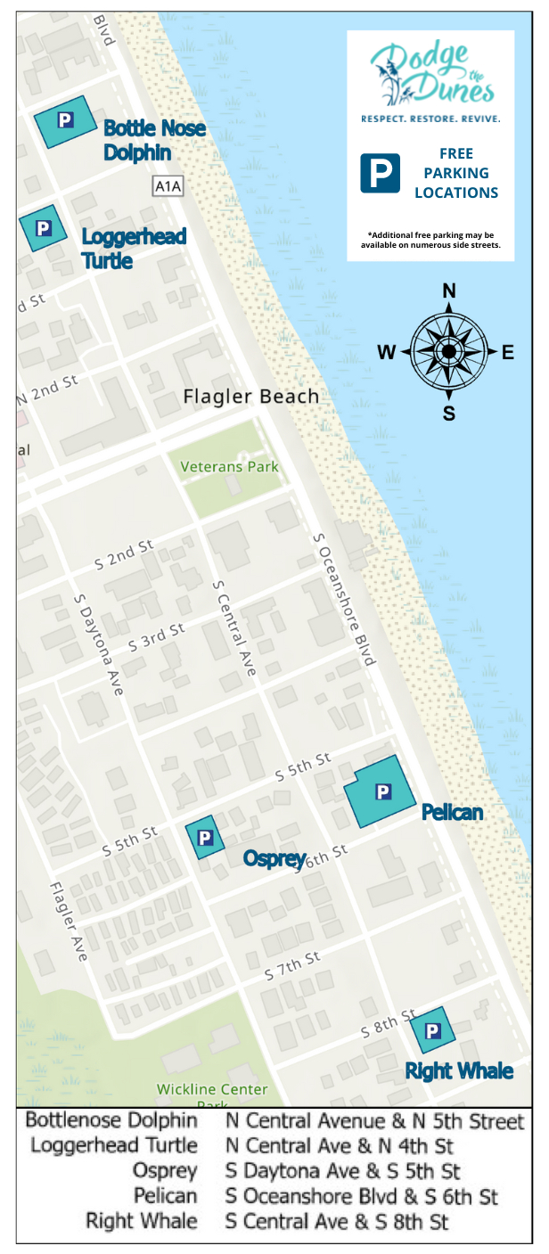 Free Beach Parking Map with Map of Flagler Beach Fl
