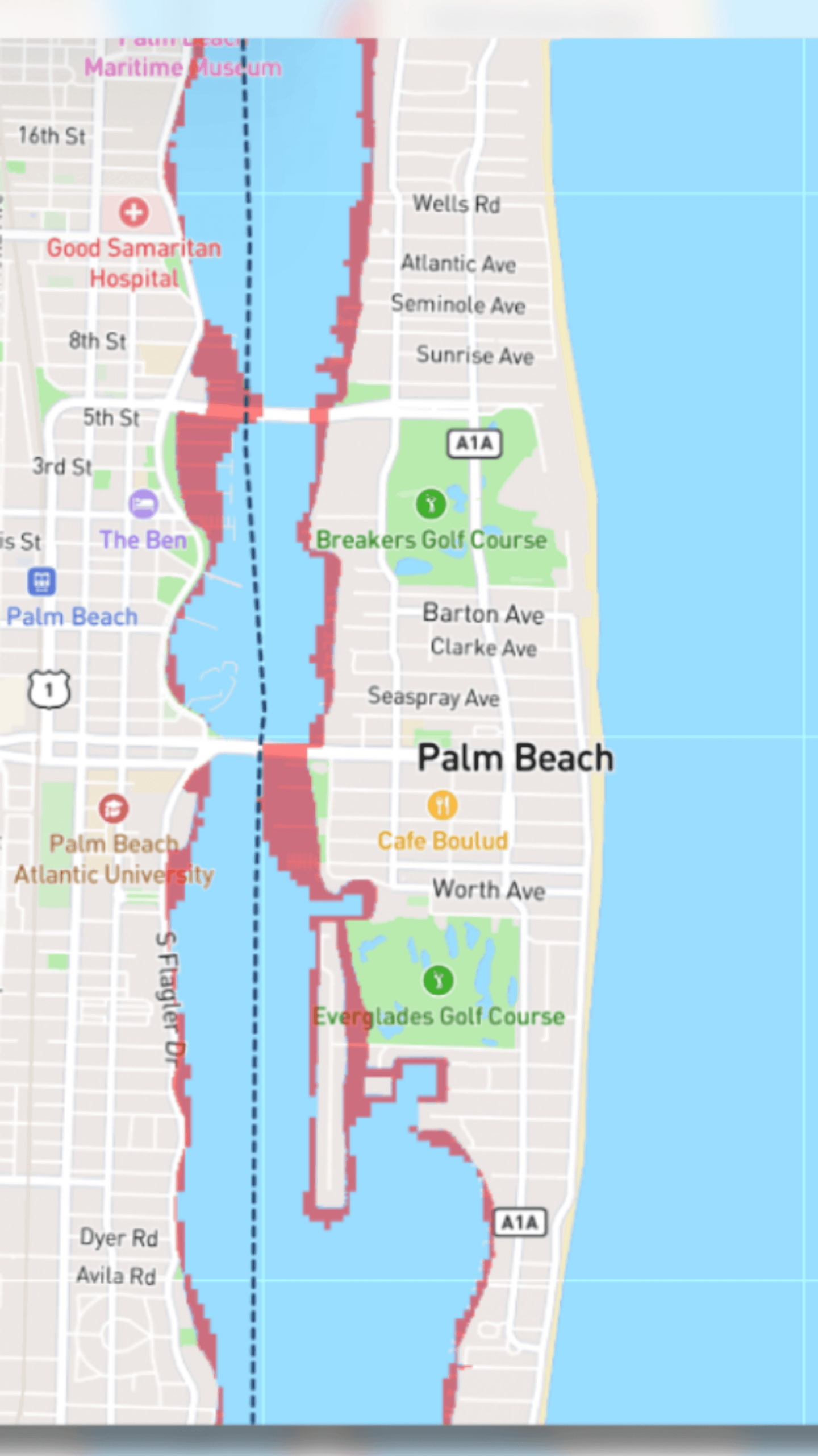 Future Sea Level Rise For Palm Beach County And Treasure Coast pertaining to Palm Beach Island Florida Map