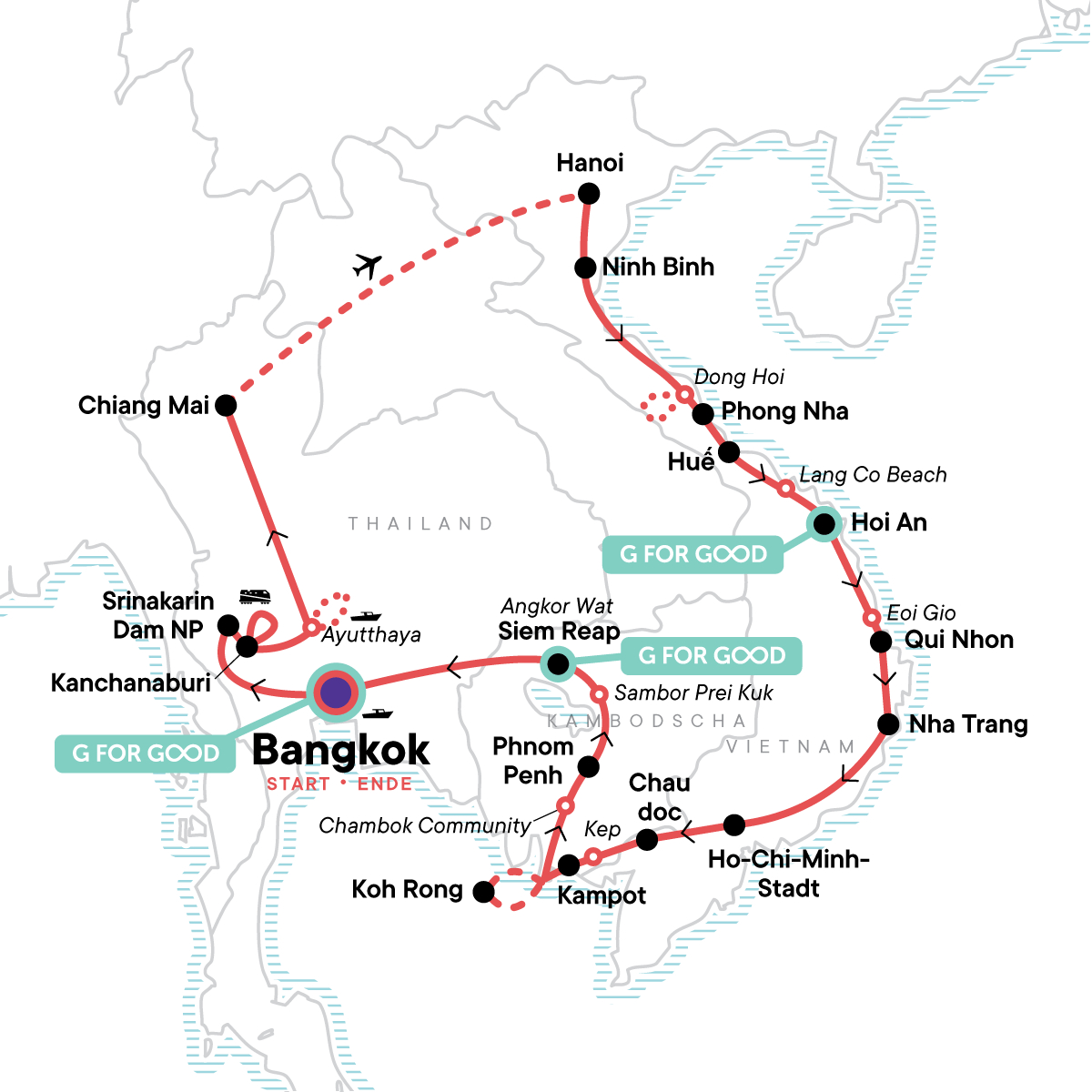 Gebeco Adventure-Trip Das Meiste Südostasien: Thailand, Vietnam intended for Mua Map Palm Beach County