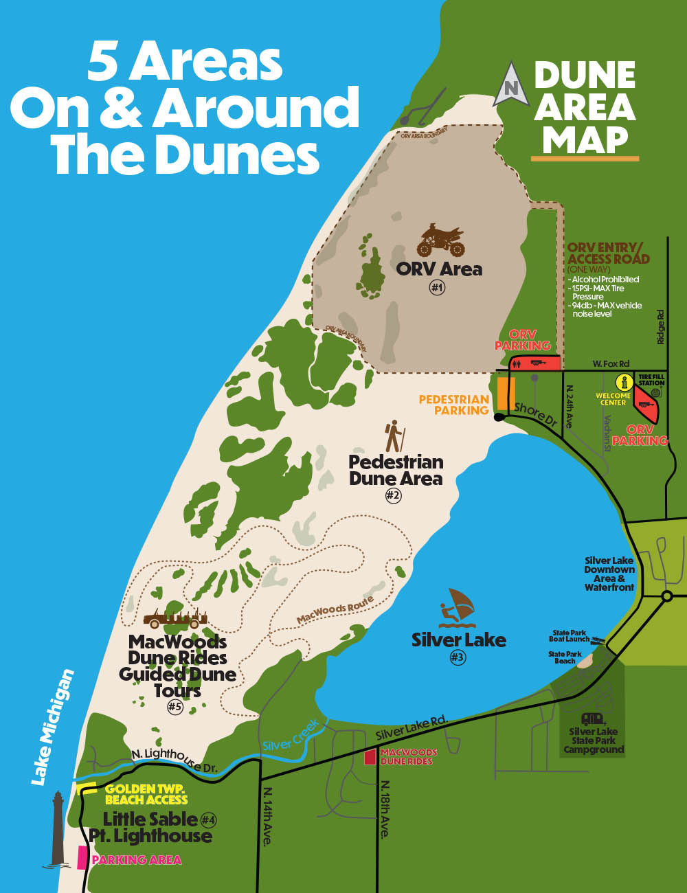 Get To Know The Dunes - Think Dunes - Silver Lake Sand Dunes with regard to Lake Michigan Beaches Michigan Map