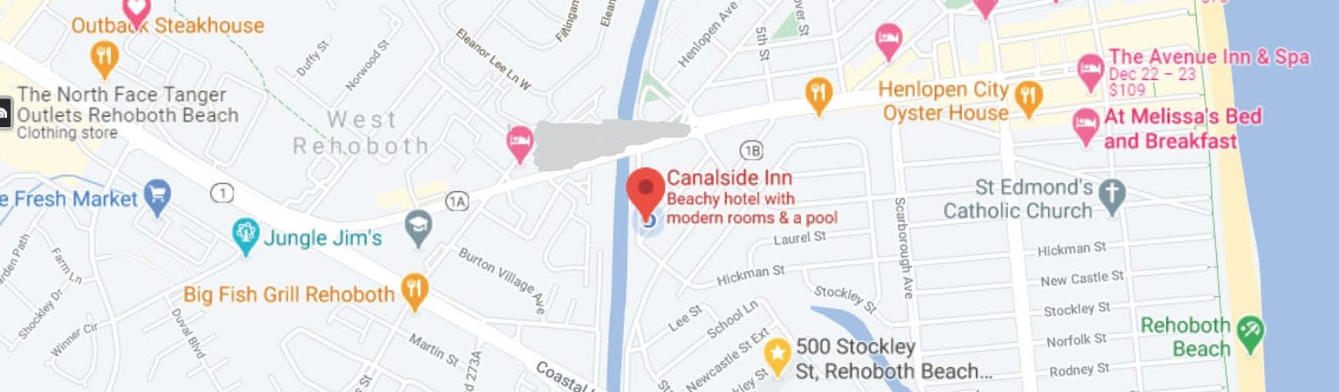 Getting Here | The Canalside Inn with Map Of Rehoboth Beach Hotels