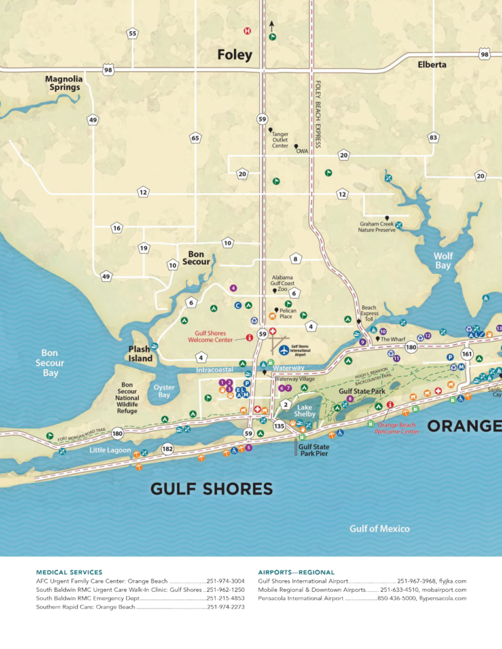 Map of Beaches on Gulf Coast