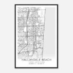 Hallandale Beach Florida Map Poster, Modern Home Decor Wall Art Print    Custom Maps & Posters Within Map Of Hallandale Beach Florida