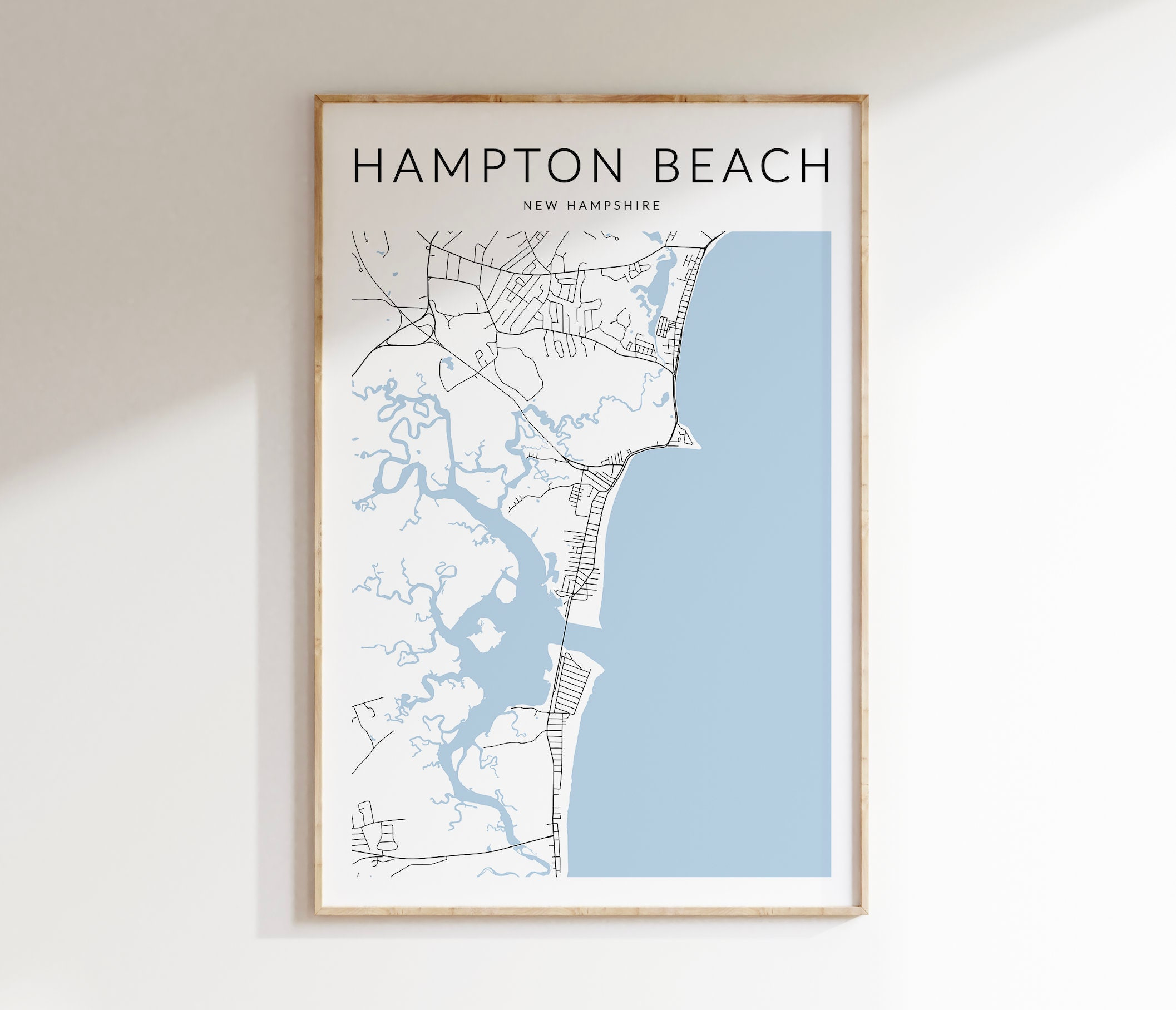 Hampton Beach Map Print, Hampton New Hampshire Map Print, Hampton for Map Of Hampton Beach New Hampshire