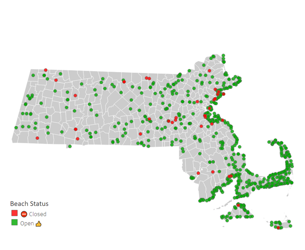 Here&amp;#039;S The Current Tally Of Mass. Beaches Closed To Swimming for Map of Beaches in Massachusetts