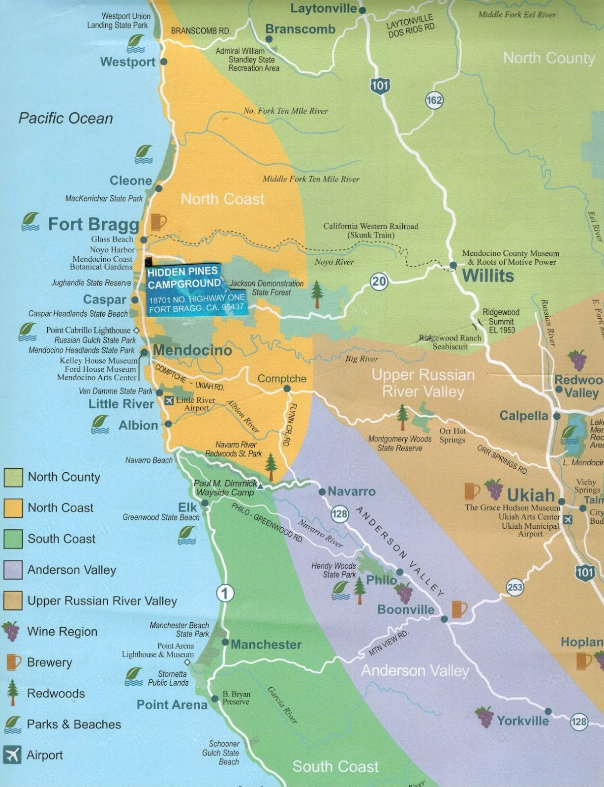 Hidden Pines Rv Campground Blog 2025.: Maps Fort Bragg California with regard to Fort Bragg Ca Glass Beach Map