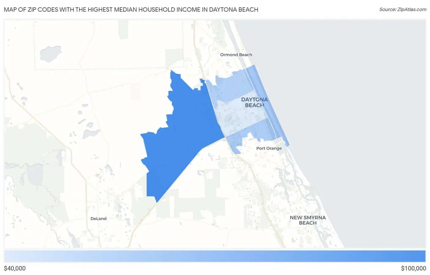 Highest Median Household Income In Daytona Beachzip Code In intended for Daytona Beach Zip Code Map