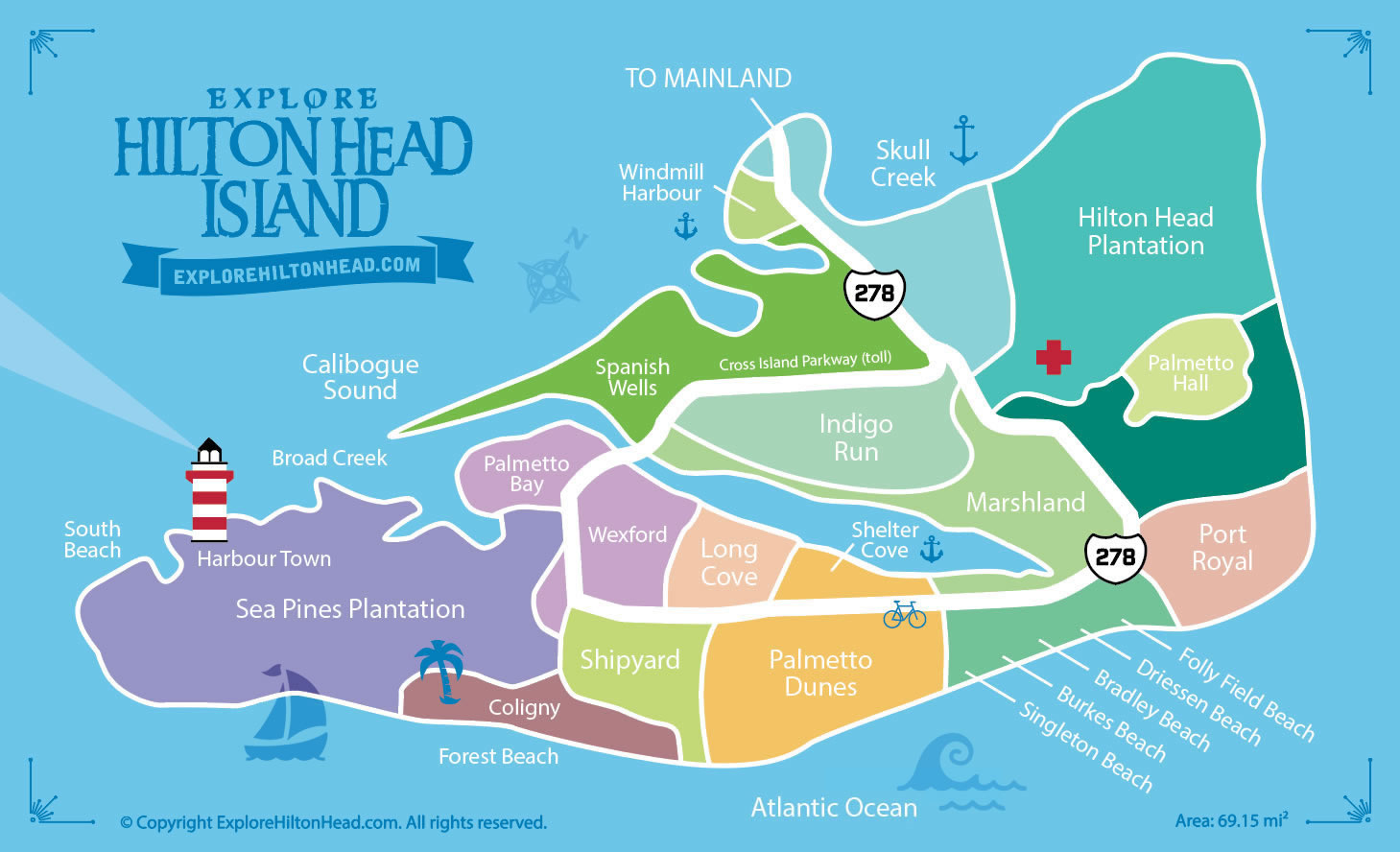 Hilton Head Island Maps - Guide To Local Attractions And Hilton regarding Hilton Head Island Beaches Map