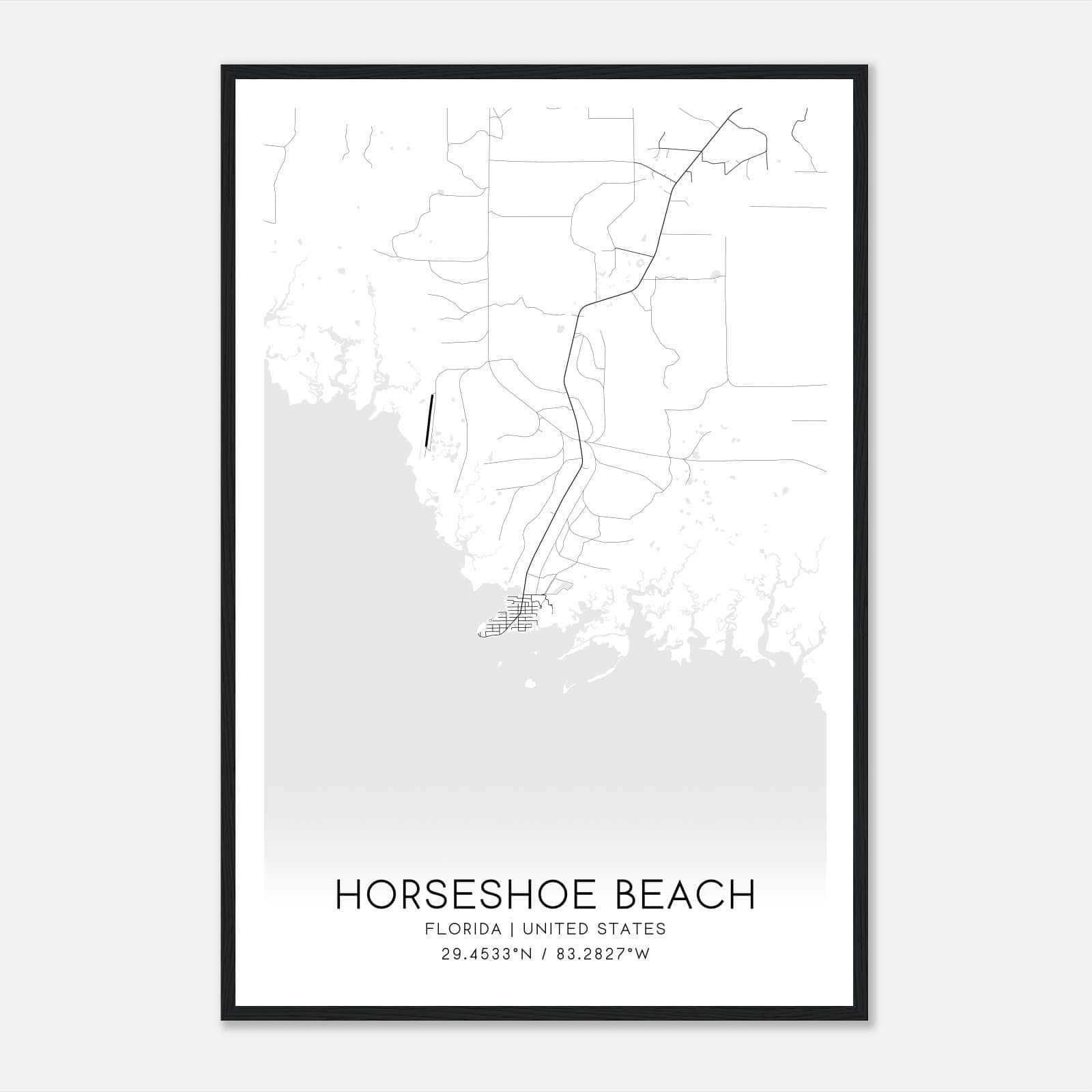 Horseshoe Beach Florida Map Poster, Modern Home Decor Wall Art Print - Custom Maps &amp;amp; Posters pertaining to Map of Horseshoe Beach Florida