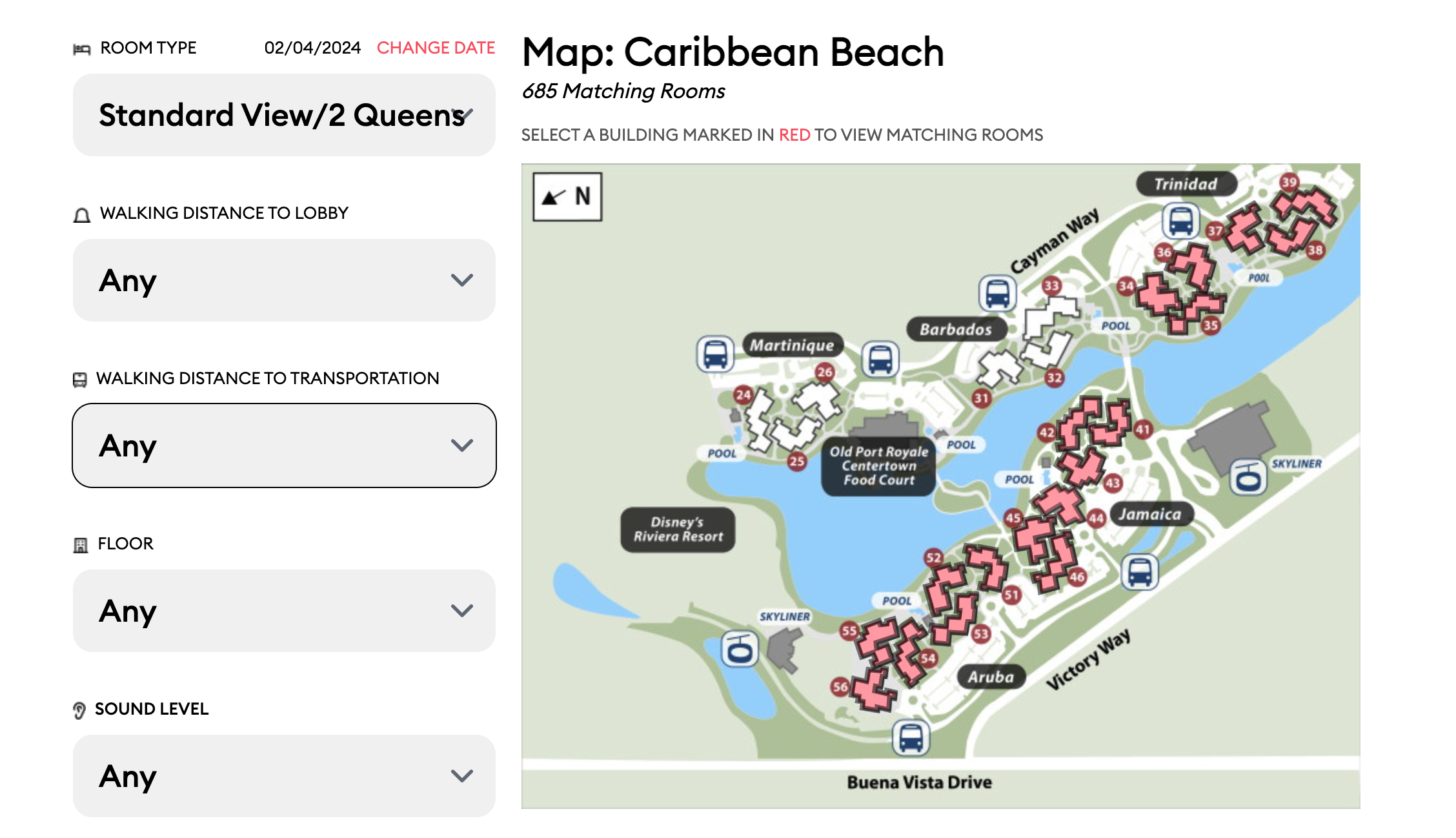 Hotel Room Finder Updates: Caribbean Beach, Beach Club &amp;amp; Villas pertaining to Caribbean Beach Preferred Room Map