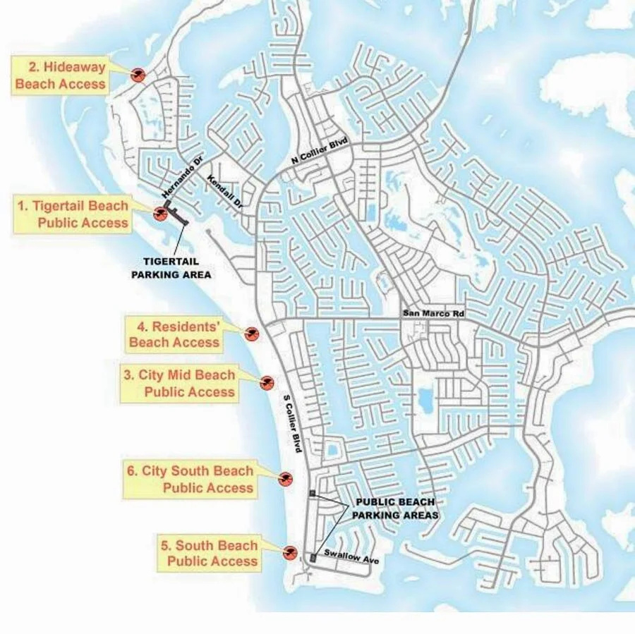 How To Visit Tigertail Beach And The Public Beaches On Marco inside Map Of Marco Island Beaches