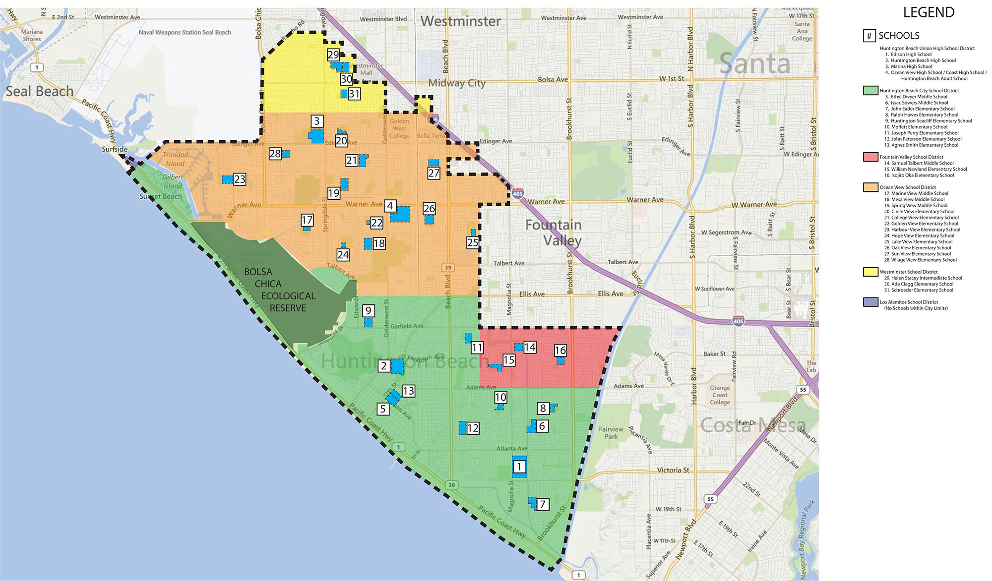 Huntington Beach Parks &amp;amp; Recreation Master Plan - Rjmdesigngroup with City of Huntington Beach Map