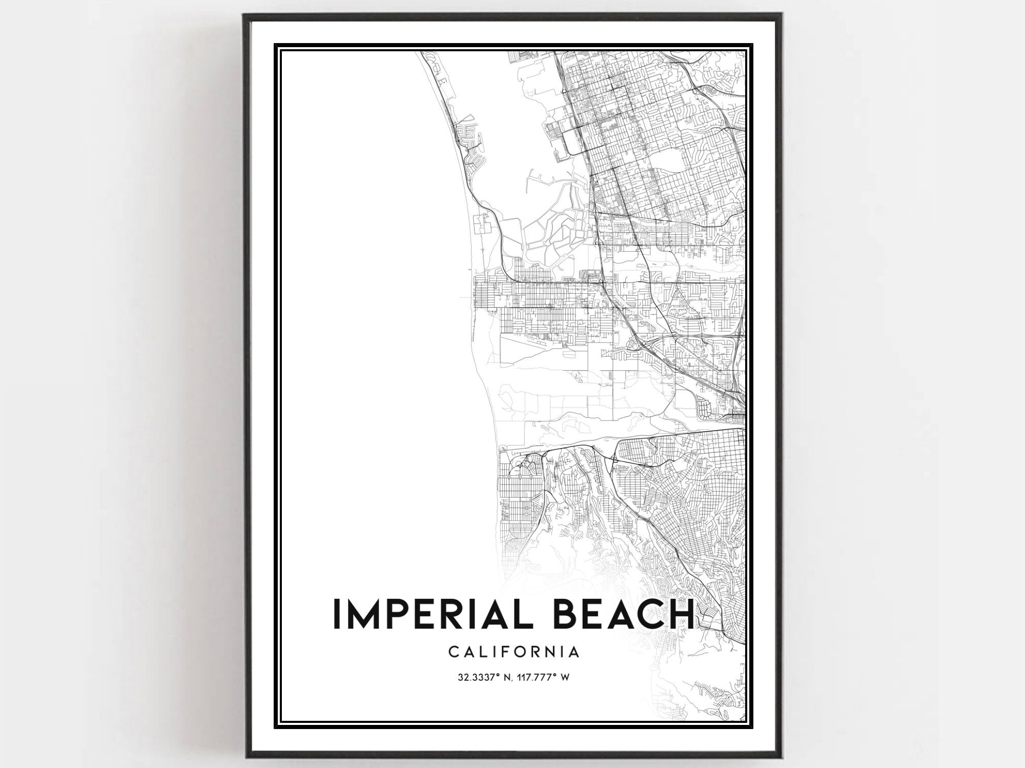 Imperial Beach Map Print, Imperial Beach Map Poster Wall Art, Ca within Map Of Imperial Beach California