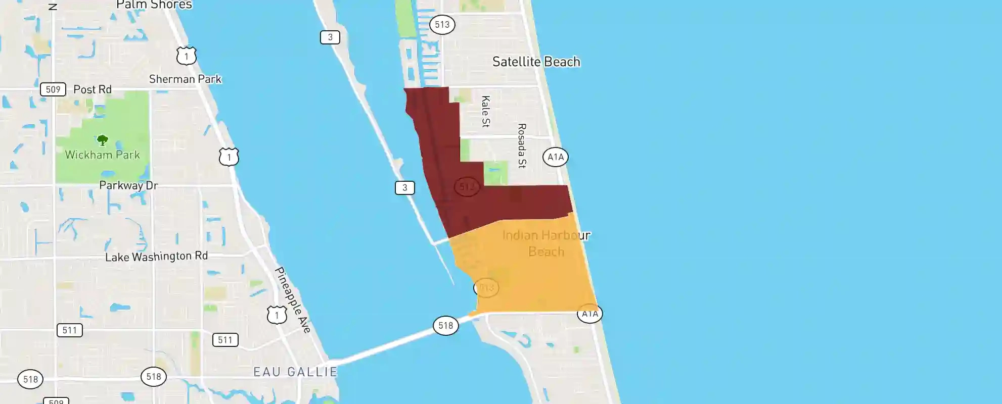 Indian Harbour Beach, Fl - 32937 - Real Estate Market Data for Indian Harbor Beach Fl Map