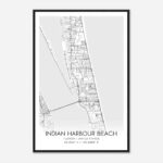 Indian Harbour Beach Florida Map Poster, Modern Home Decor Wall Art Print    Custom Maps & Posters For Indian Harbor Beach Fl Map