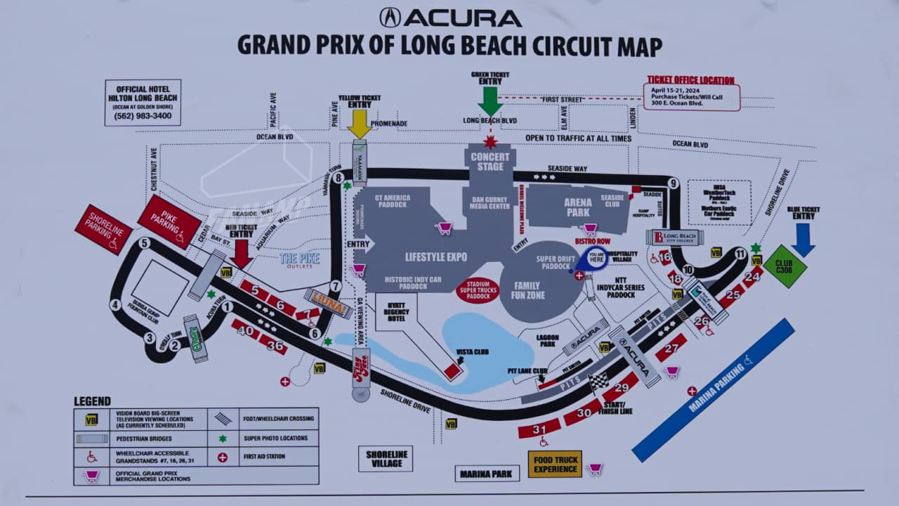 Indycar Grand Prix Of Long Beach: Seating Guide with regard to Grand Prix Long Beach Map