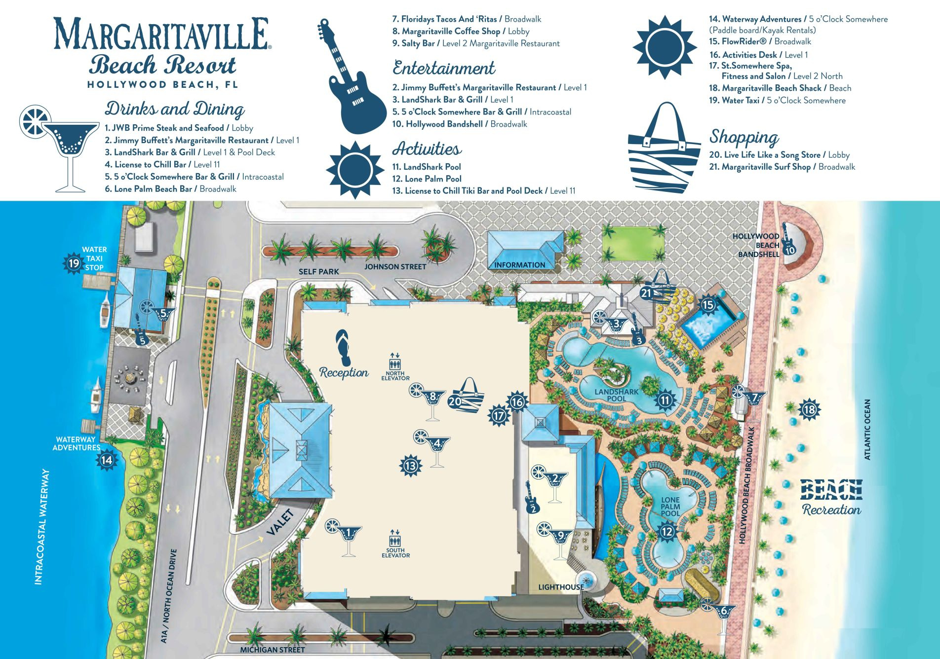 Interactive Resort Map | Margaritaville Hollywood Resort within Map of Hollywood Beach Fl Boardwalk