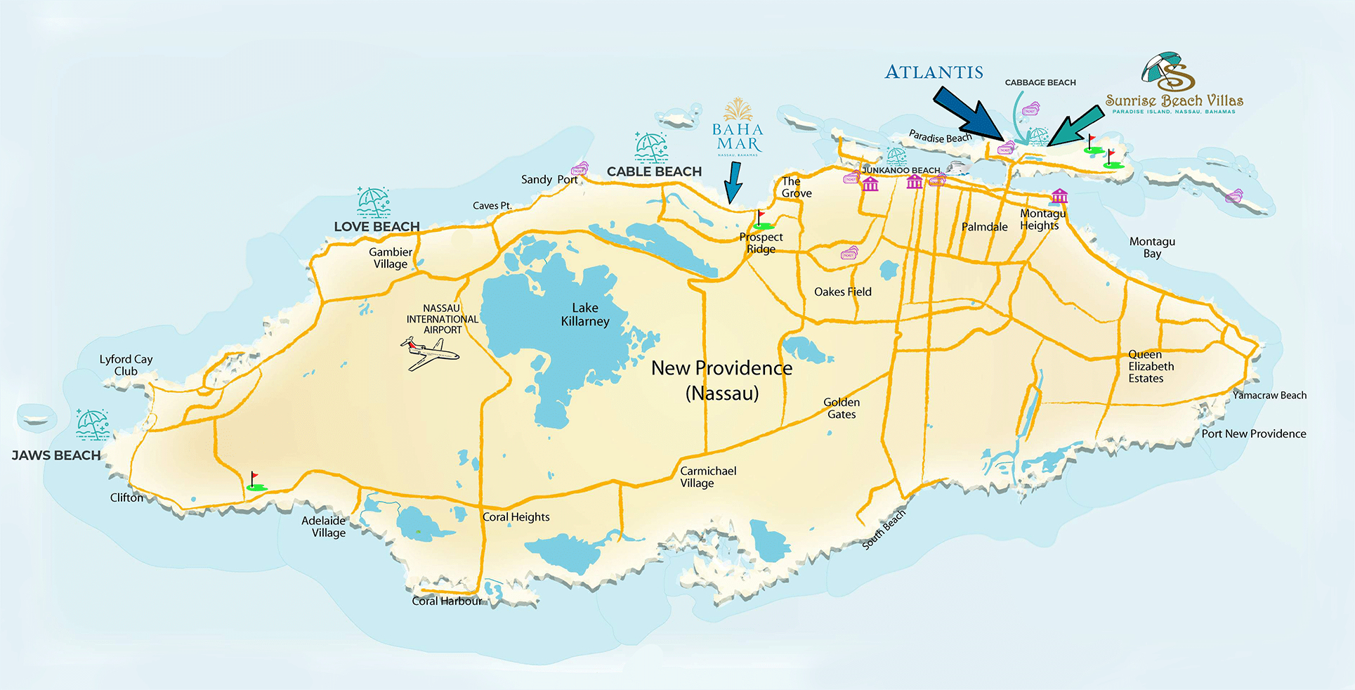 Island Insights For Nassau Vacations | Sunrise Beach Villas regarding Map Of Nassau Bahamas Beaches