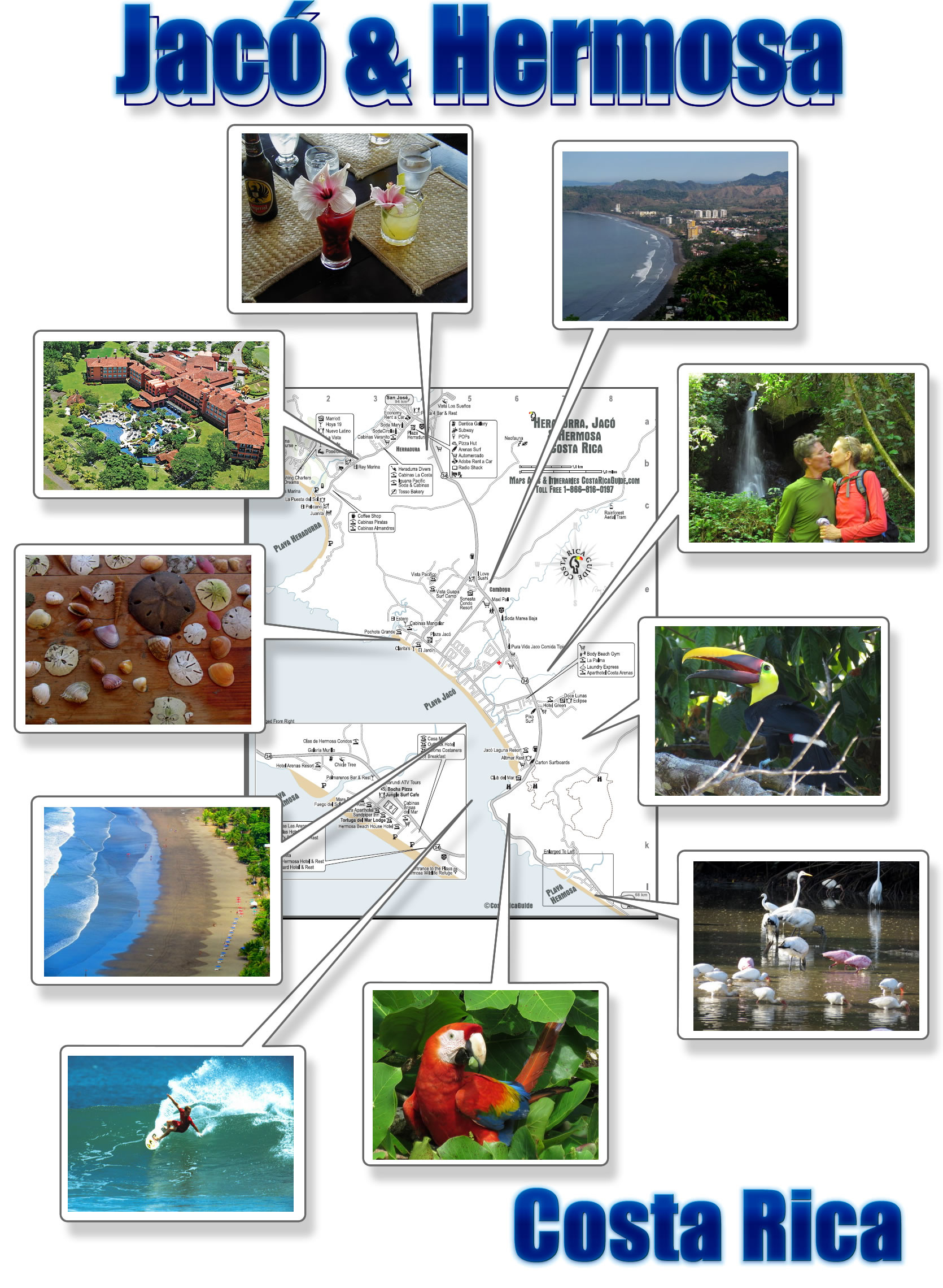 Jaco, Herradura, Hermosa – Free Printable Map Download in Map Of Costa Rica Jaco Beach