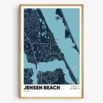 Jensen Beach Fl Map Print, Florida Wall Art, Jensen Beach Fl With Jensen Beach On Florida Map