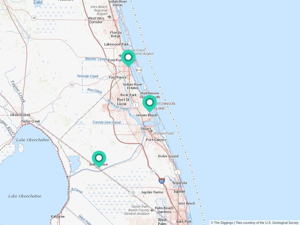 Jensen Beach, Florida Mines | The Diggings™ in Jensen Beach Florida on Map
