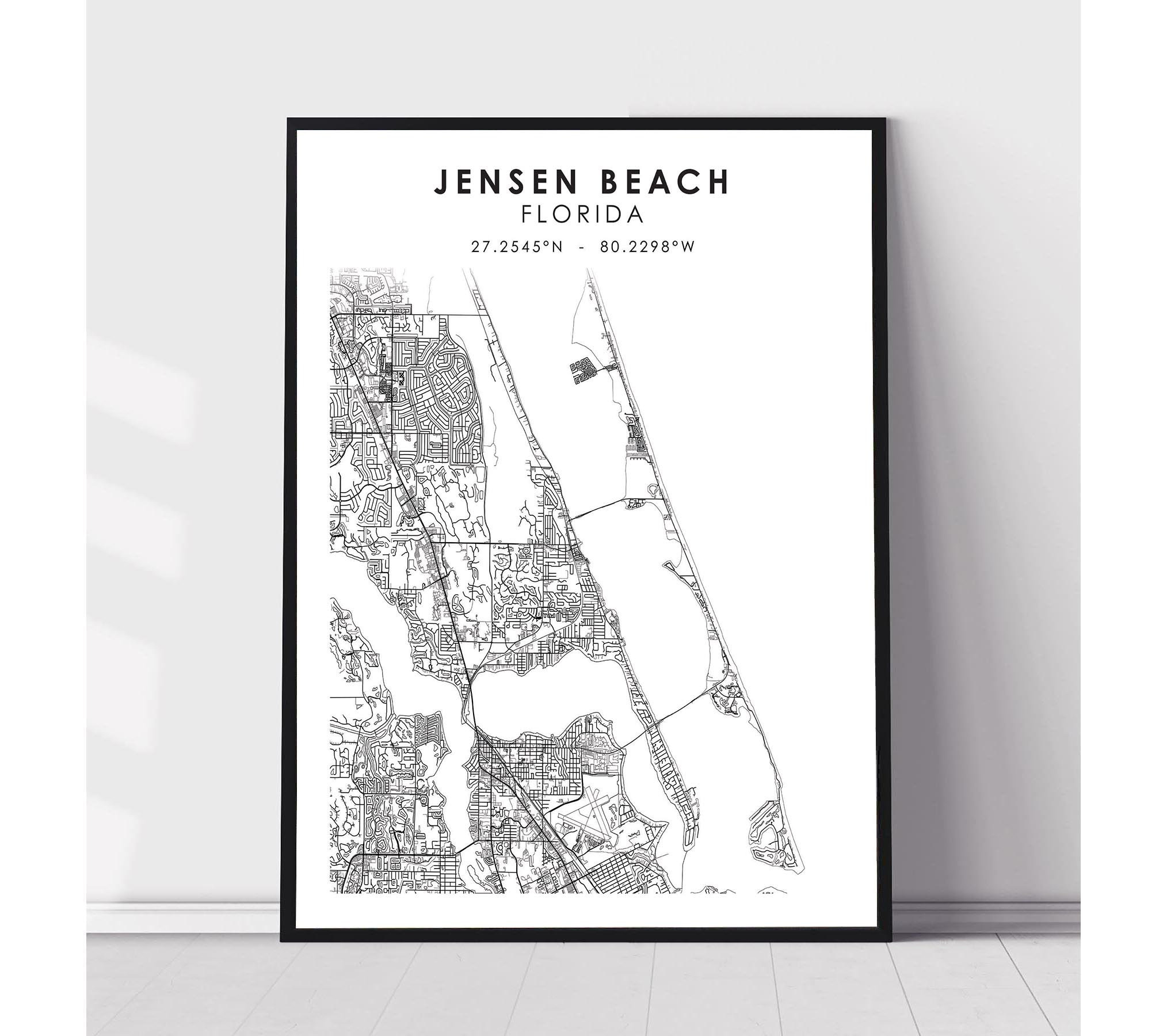 Jensen Beach Map Print | Jensen Beach Florida Map Print | Jensen with Map Of Florida Jensen Beach