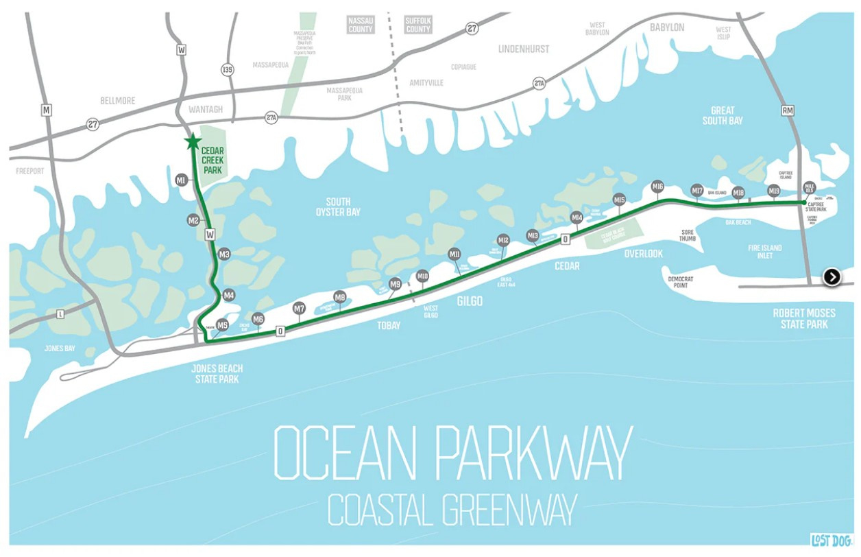 Jones Beach Bikeway/Ocean Parkway Coastal Greenway in Jones Beach Map Of Fields