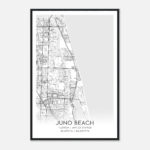 Juno Beach Florida Map Poster, Modern Home Decor Wall Art Print   Custom  Maps & Posters Intended For Map Of Juno Beach Florida