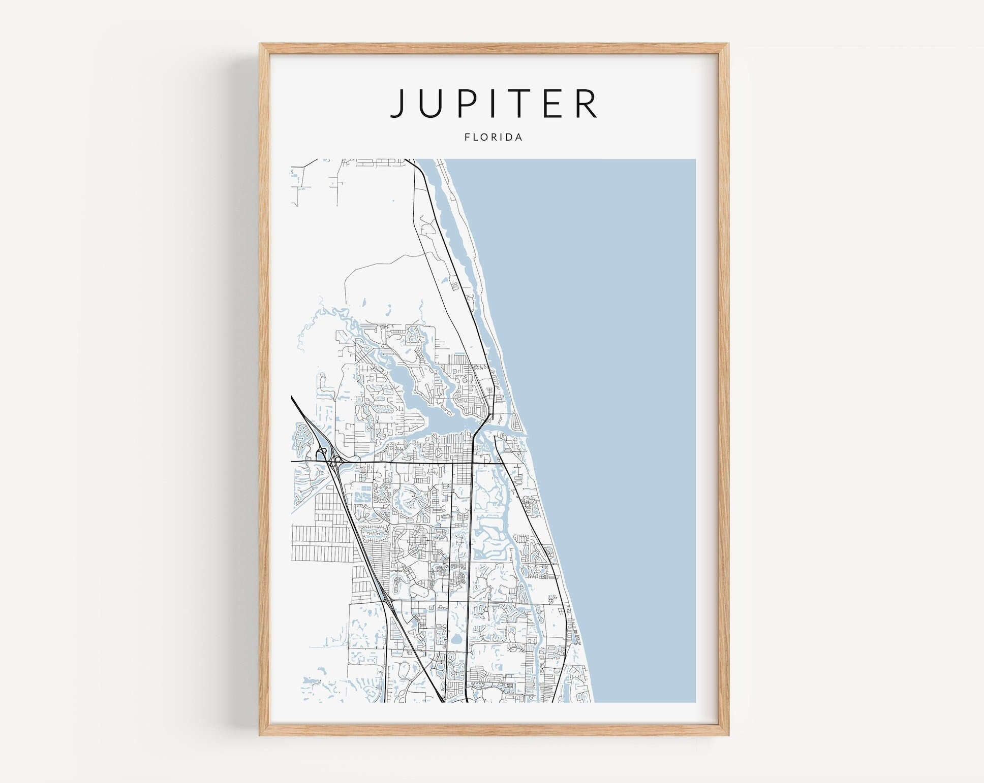 Jupiter Florida Map Print, Jupiter Map Print, Jupiter Florida with Map Of Jupiter Beach Florida