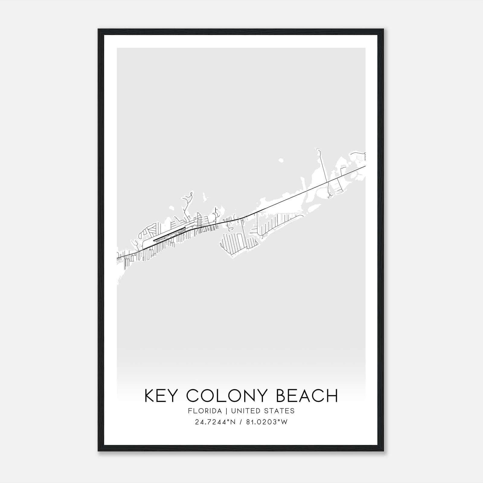 Key Colony Beach Florida Map Poster, Modern Home Decor Wall Art Print - Custom Maps &amp;amp; Posters with regard to Map Of Key Colony Beach Florida