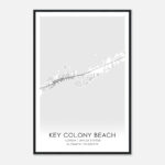 Key Colony Beach Florida Map Poster, Modern Home Decor Wall Art Print    Custom Maps & Posters Within Key Colony Beach Florida Map